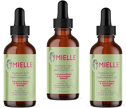 Mielle Organics Mielle/Rosemary Mint/Scalp and Hair Strengthening Oil/Healthy Hair Growth / 2 oz (59ml) / (Pack 3), 59 ml (Pack of 3), 2.0 ounces, 177.44 millilitre, 3