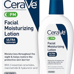 Cerave Pm Facial Moisturizing Lotion, 3 Oz., Multiplied With Derma Roller, 3 Fl Oz (Pack Of 1)